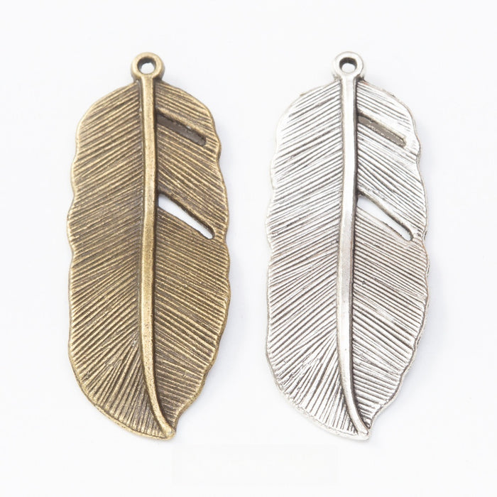 Zinc Alloy Feather Leaf Charm Pendant No.658562 for DIY Necklace Bracelet Jewelry Making