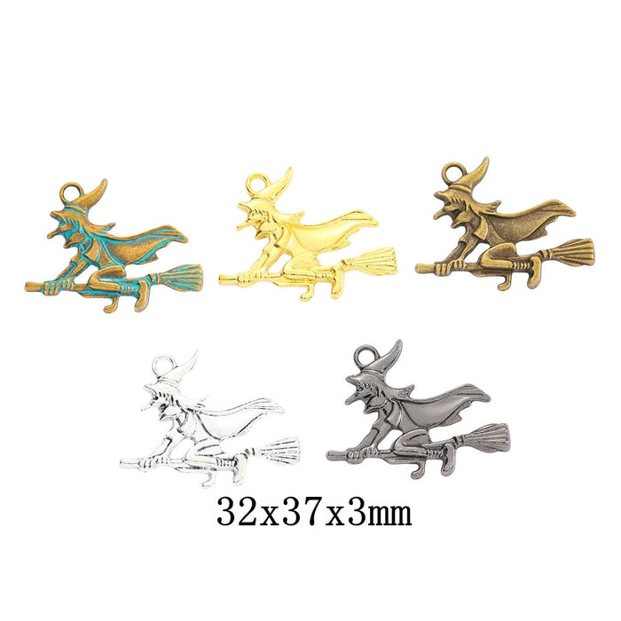 Zinc Alloy Witch Charm Pendant No.510829 for DIY Necklace Bracelet Jewelry Making