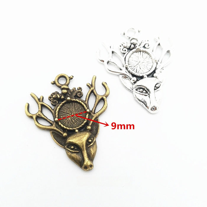 Zinc Alloy Deer Head Charm Pendant No.216272 for DIY Necklace Bracelet Jewelry Making
