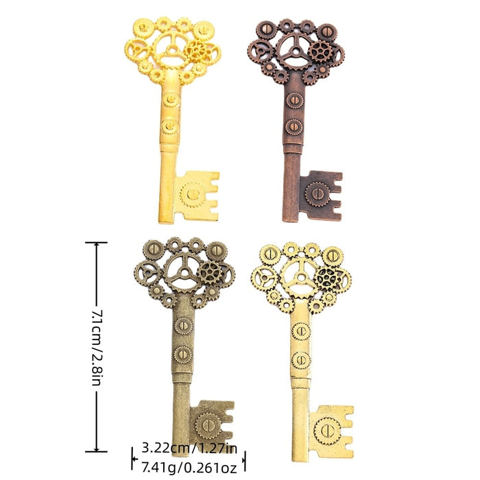 Zinc Alloy Gear Key Charm Pendant for DIY Necklace Bracelet Jewelry Making