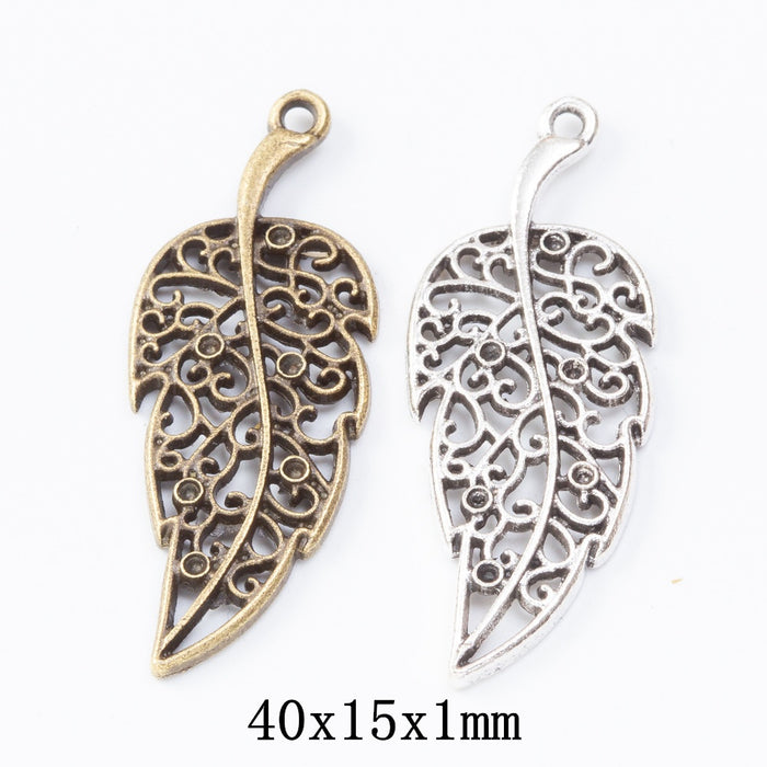 Zinc Alloy Leaf Charm Pendant No.409871 for DIY Necklace Bracelet Jewelry Making