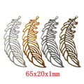 Zinc Alloy Feather Leaf Charm Pendant No.061457 for DIY Necklace Bracelet Jewelry Making view 1