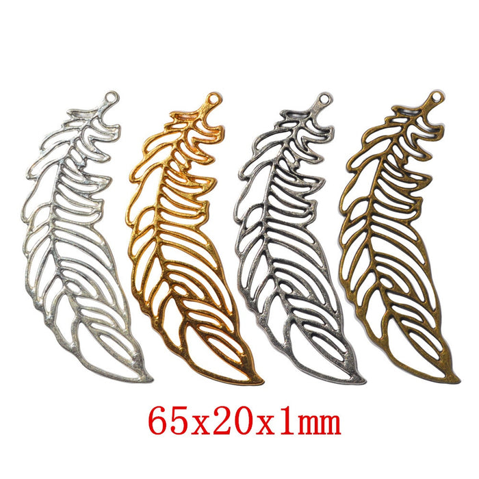 Zinc Alloy Feather Leaf Charm Pendant No.061457 for DIY Necklace Bracelet Jewelry Making