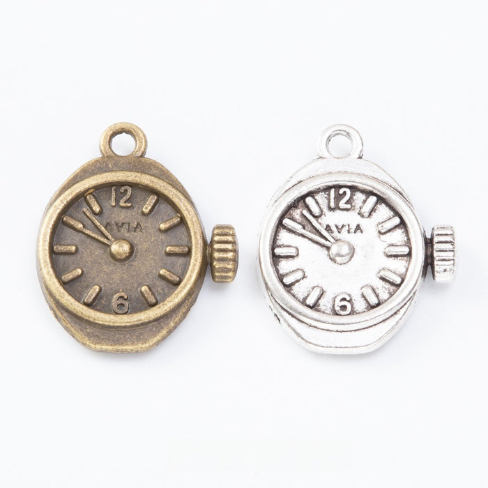 Zinc Alloy Clock Charm Pendant No.022019 for DIY Necklace Bracelet Jewelry Making