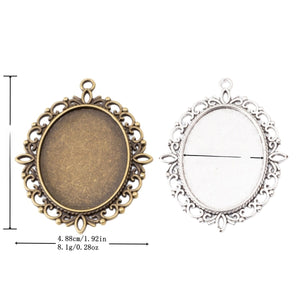 30x40mm Zinc Alloy Oval Setting Charm Pendant No.874639 for DIY Necklace Bracelet Jewelry Making