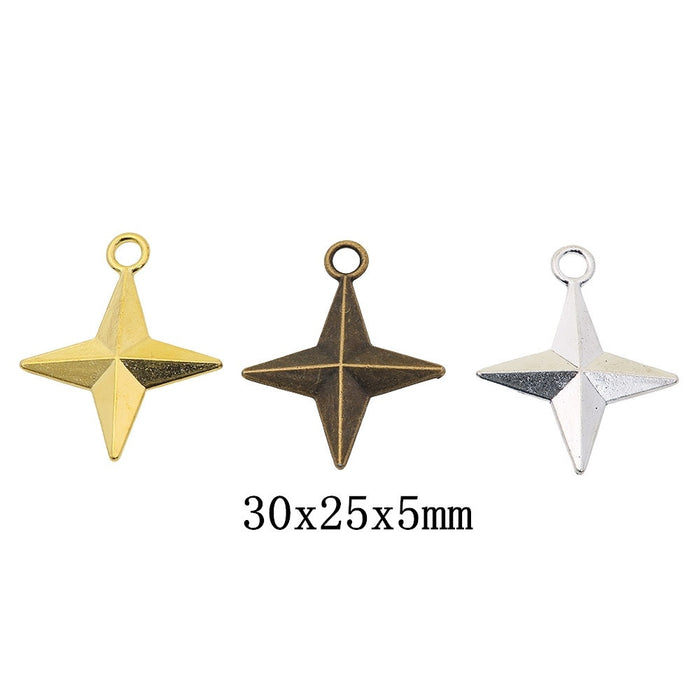 Zinc Alloy Four Point Star Charm Pendant No.011066 for DIY Necklace Bracelet Jewelry Making