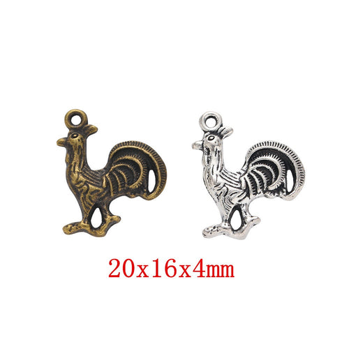 Zinc Alloy Rooster Charm Pendant No.026092 for DIY Necklace Bracelet Jewelry Making