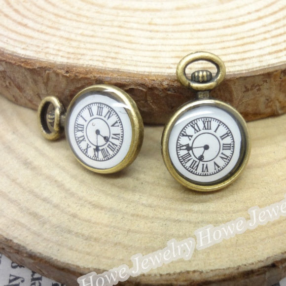 Antique Bronze Zinc Alloy Clock Charm Pendant No.886136 for DIY Necklace Bracelet Jewelry Making