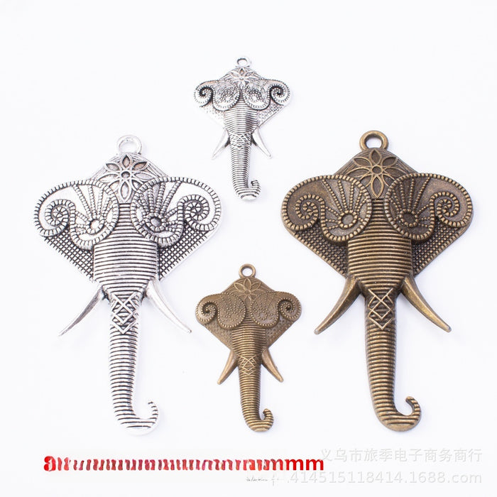 Zinc Alloy Elephant Head Charm Pendant No.467581 for DIY Necklace Bracelet Jewelry Making