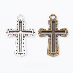 Zinc Alloy Cross Charm Pendant No.603813 for DIY Necklace Bracelet Jewelry Making