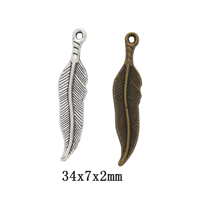 Zinc Alloy Feather Leaf Charm Pendant No.284569 for DIY Necklace Bracelet Jewelry Making