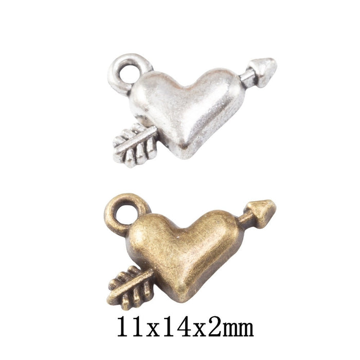 Zinc Alloy Arrow Heart Charm Pendant No.733760 for DIY Necklace Bracelet Jewelry Making