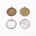 30mm Zinc Alloy Round Bezel Tray Charm Pendant for DIY Necklace Bracelet Jewelry Making view 5