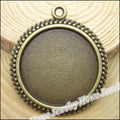 30mm Zinc Alloy Round Bezel Tray Charm Pendant for DIY Necklace Bracelet Jewelry Making view 2