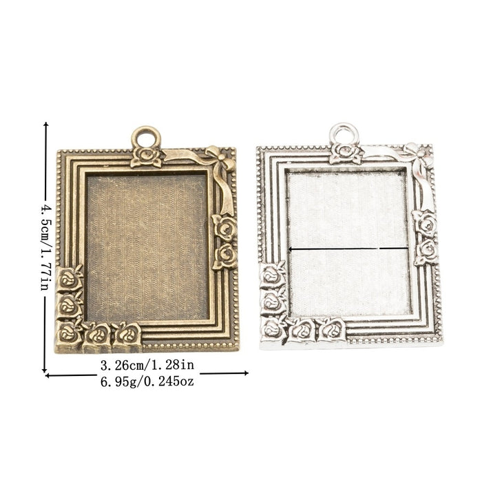 21x29mm Zinc Alloy Rectangle Bezel Charm Pendant for DIY Necklace Bracelet Jewelry Making