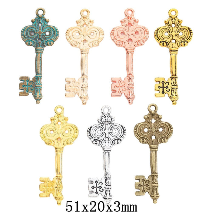 Zinc Alloy Key Charm Pendant No.889521 for DIY Necklace Bracelet Jewelry Making