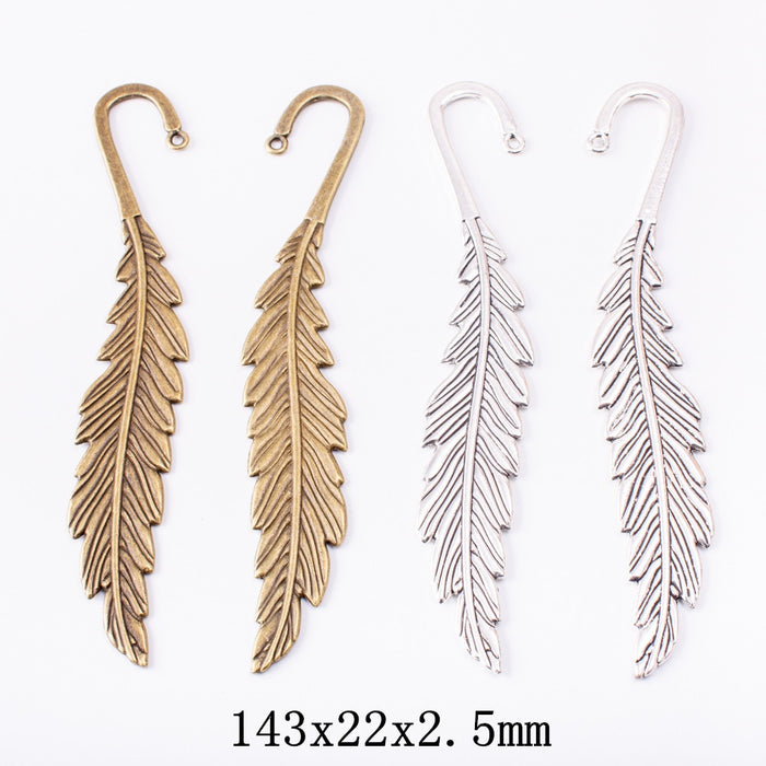 Zinc Alloy Leaf Bookmark Charm Pendant for DIY Necklace Bracelet Jewelry Making