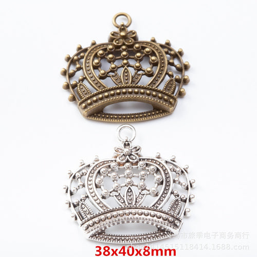 Zinc Alloy Crown Charm Pendant No.964904 for DIY Necklace Bracelet Jewelry Making