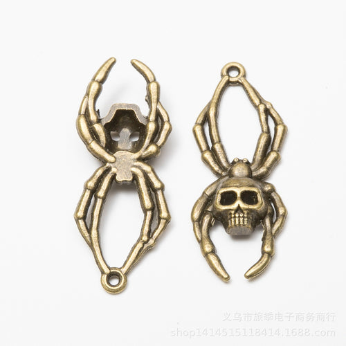 Zinc Alloy Spider Skull Charm Pendant for DIY Necklace Bracelet Jewelry Making