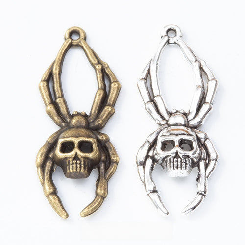 Zinc Alloy Spider Skull Charm Pendant for DIY Necklace Bracelet Jewelry Making