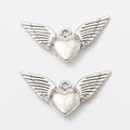 Zinc Alloy Winged Heart Charm Pendant No.904600 for DIY Necklace Bracelet Jewelry Making view 2