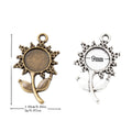 9mm Zinc Alloy Round Floral Bezel Charm Pendant for DIY Necklace Bracelet Jewelry Making view 1