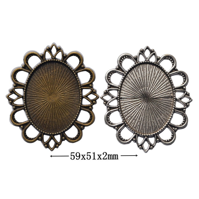 30x40mm Zinc Alloy Oval Bezel Charm Pendant No.733882 for DIY Necklace Bracelet Jewelry Making