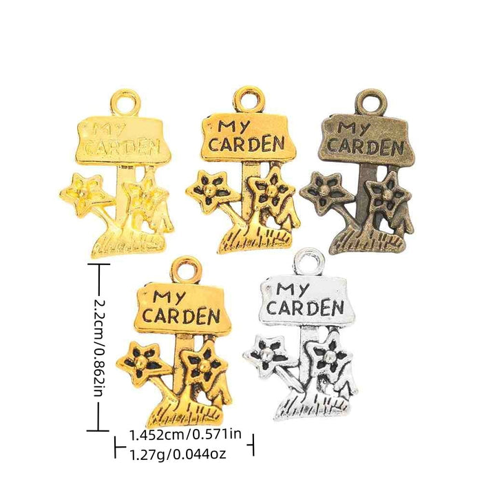 Zinc Alloy Garden Sign Charm Pendant for DIY Necklace Bracelet Jewelry Making