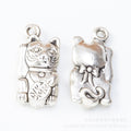 Zinc Alloy Lucky Cat Charm Pendant for DIY Necklace Bracelet Jewelry Making view 2