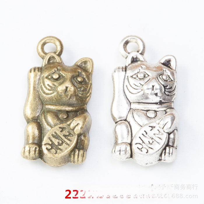 Zinc Alloy Lucky Cat Charm Pendant for DIY Necklace Bracelet Jewelry Making