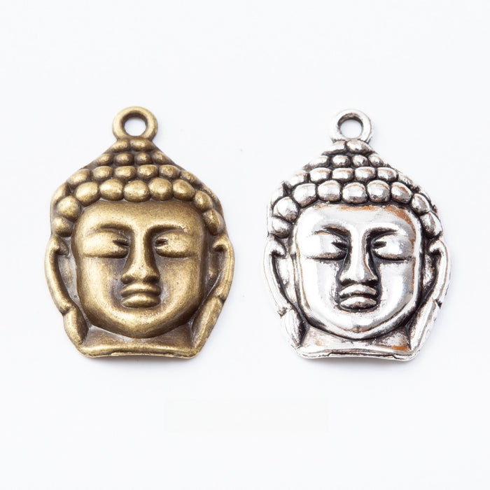 Zinc Alloy Buddha Head Charm Pendant No.528974 for DIY Necklace Bracelet Jewelry Making