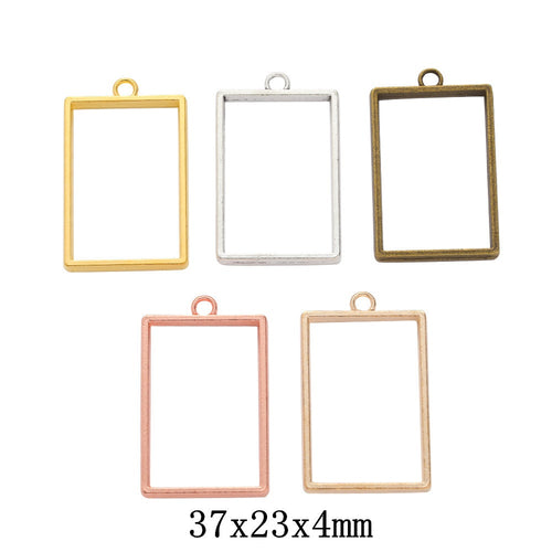 Zinc Alloy Rectangle Bezel Charm Pendant for DIY Necklace Bracelet Jewelry Making