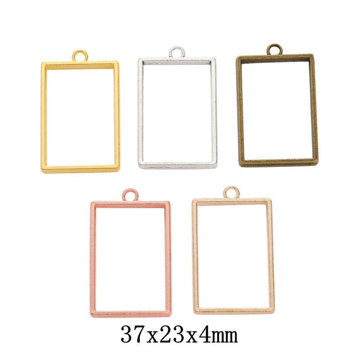 Zinc Alloy Rectangle Bezel Charm Pendant for DIY Necklace Bracelet Jewelry Making