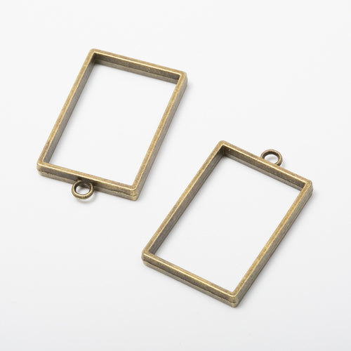 Zinc Alloy Rectangle Bezel Charm Pendant for DIY Necklace Bracelet Jewelry Making