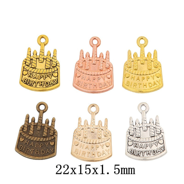 Zinc Alloy Birthday Cake Charm Pendant for DIY Necklace Bracelet Jewelry Making
