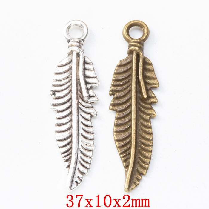Zinc Alloy Feather Leaf Charm Pendant No.274978 for DIY Necklace Bracelet Jewelry Making