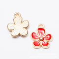 Enamel Five Petal Flower Charm Alloy Jewelry Making Component in 6 Finish Options view 11