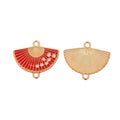 Semicircular Floral Enamel Fan Charms in Blue Pink and Red view 8