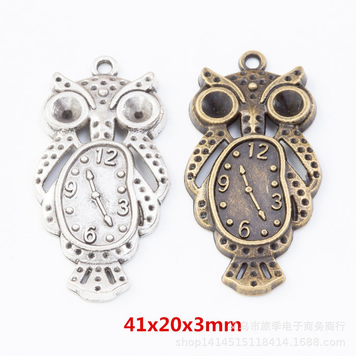 Zinc Alloy Owl Clock Charm Pendant No.774946 for DIY Necklace Bracelet Jewelry Making
