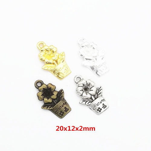 Zinc Alloy Flower Pot Charm Pendant for DIY Necklace Bracelet Jewelry Making
