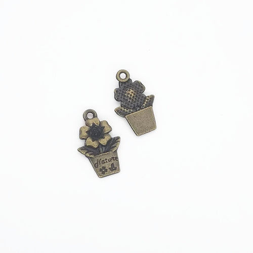 Zinc Alloy Flower Pot Charm Pendant for DIY Necklace Bracelet Jewelry Making