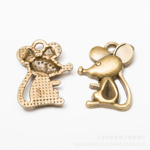 Zinc Alloy Mouse Charm Pendant No.109619 for DIY Necklace Bracelet Jewelry Making