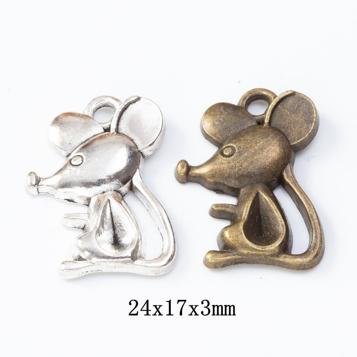 Zinc Alloy Mouse Charm Pendant No.109619 for DIY Necklace Bracelet Jewelry Making