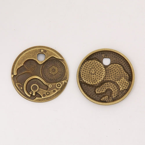 Zinc Alloy Gear Clock Charm Pendant No.935494 for DIY Necklace Bracelet Jewelry Making