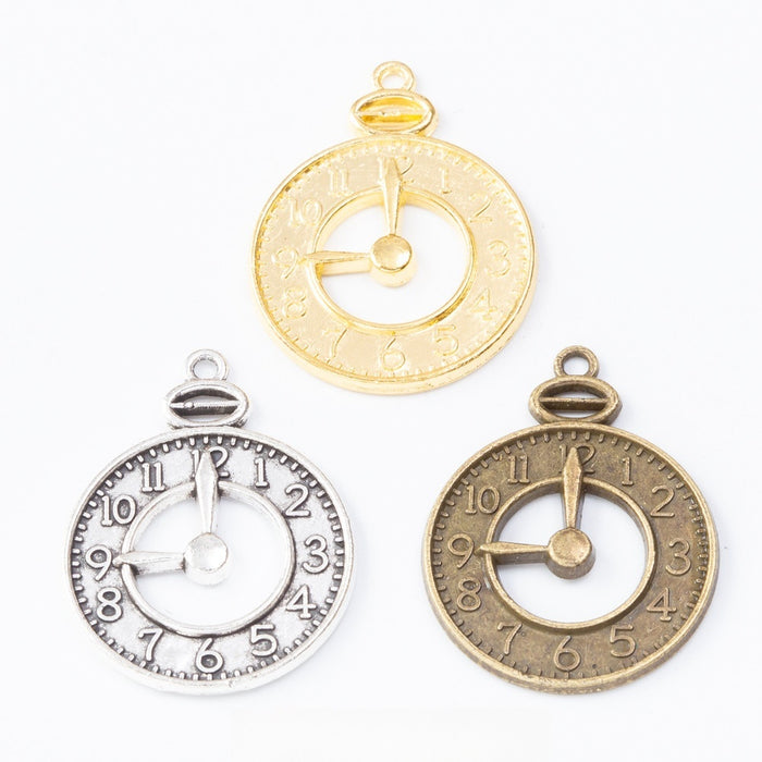 Zinc Alloy Clock Charm Pendant No.143475 for DIY Necklace Bracelet Jewelry Making