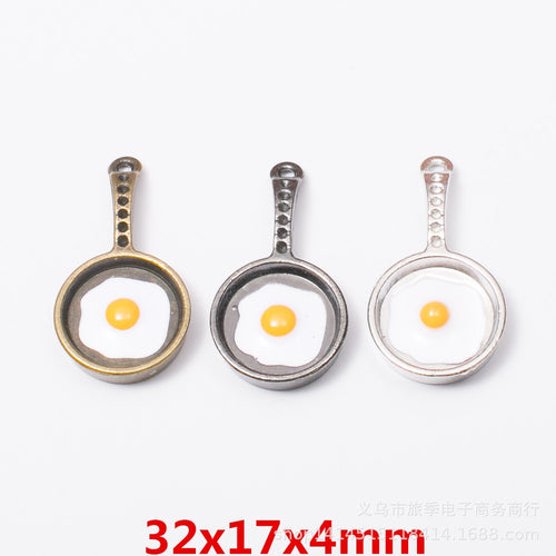 Zinc Alloy Frying Pan Charm Pendant for DIY Necklace Bracelet Jewelry Making