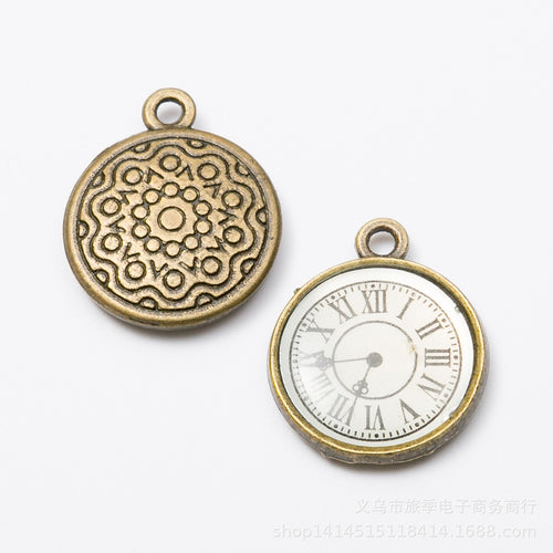 Antique Bronze Zinc Alloy Clock Charm Pendant for DIY Necklace Bracelet Jewelry Making