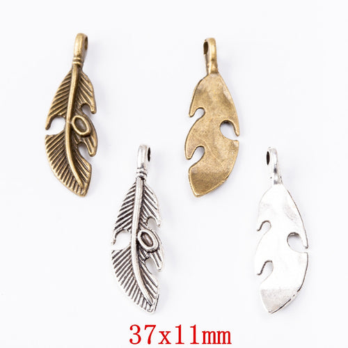 Zinc Alloy Leaf Charm Pendant No.844836 for DIY Necklace Bracelet Jewelry Making