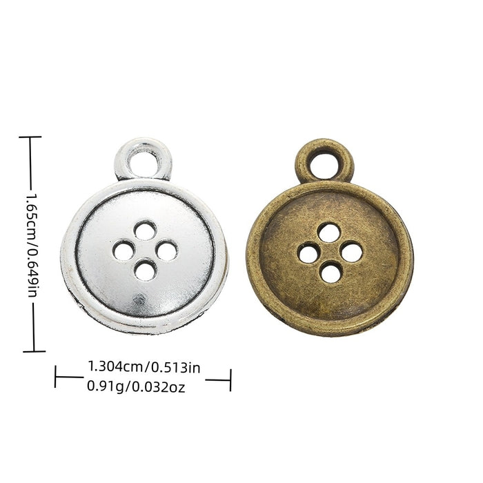 Zinc Alloy Round Button Charm Pendant for DIY Necklace Bracelet Jewelry Making