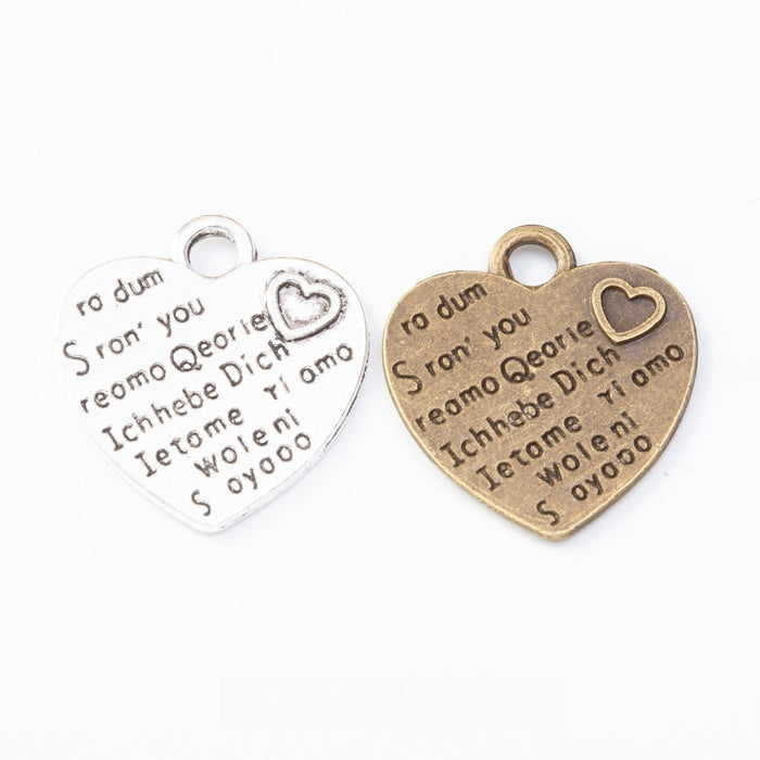 Zinc Alloy Heart Charm Pendant No.938913 for DIY Necklace Bracelet Jewelry Making